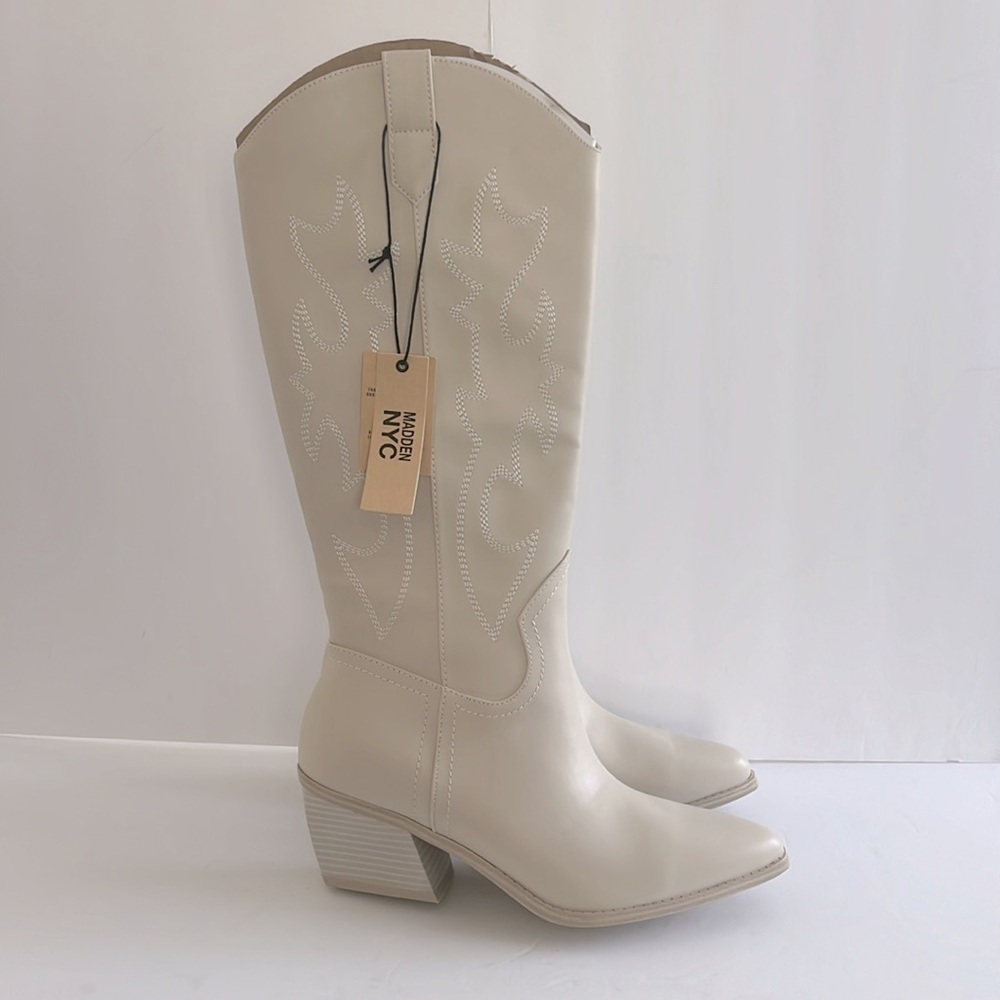 Madden NYC Embroidered Tall Western Coastal Cowgirl Stacked Heel Boot Size 9 NWT - Picture 7 of 10